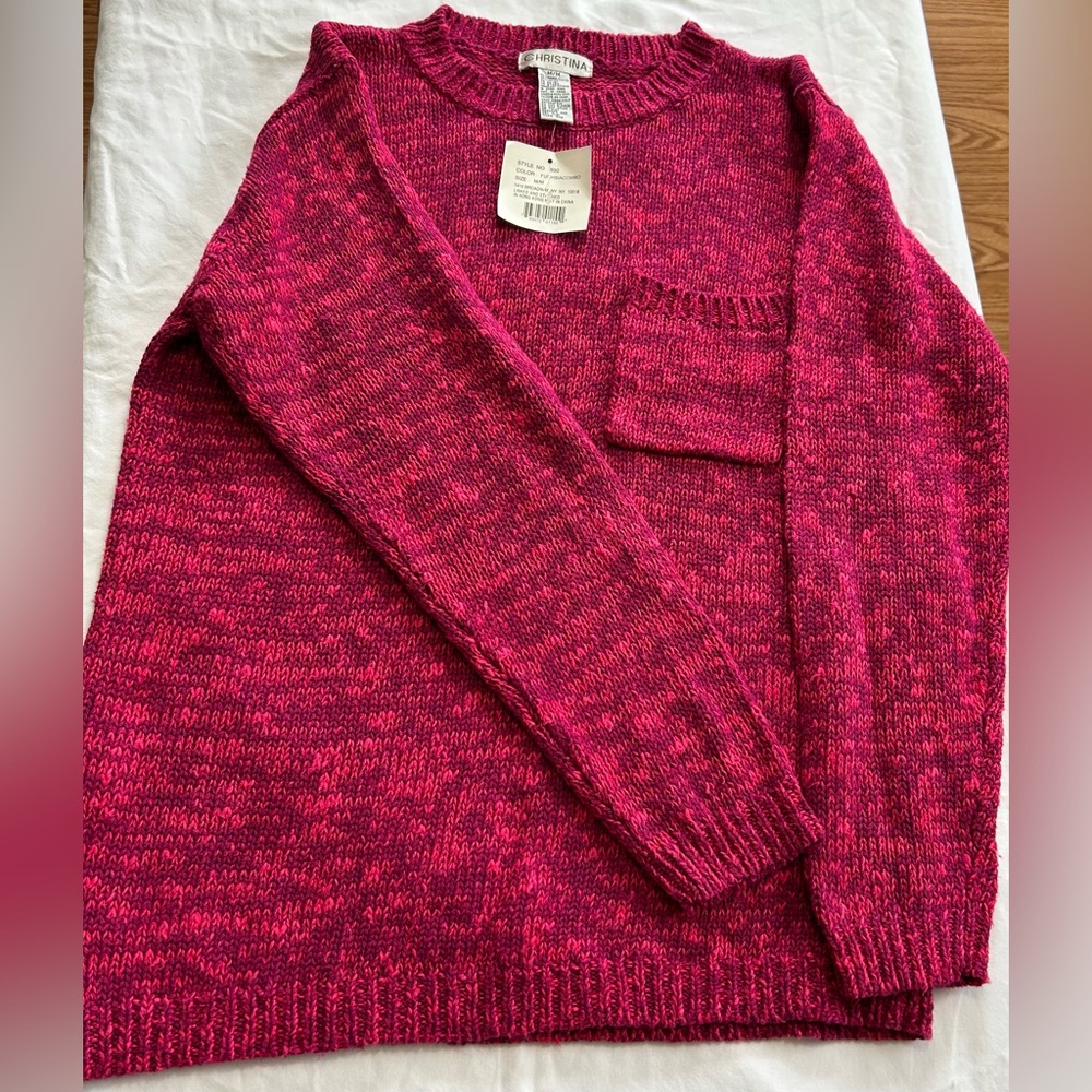 V Cristina Fuchsia Marled Crewneck Sweater